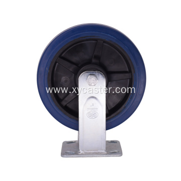 8 inch Blue Rubber Wheel Rigid Caster